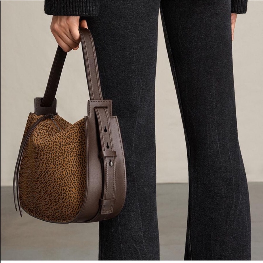 All Saints mini echo calfskin suede  leather hobo